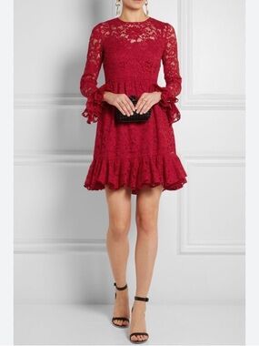 Dolce & Gabbana Lace Long-Sleeve Fit & Flare Dress - est 40 (tailored )